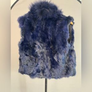 Navy Blue. Faux Fur Vest